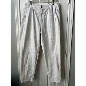 Eileen Fisher White Denim Straight Leg High Rise Ankle Organic Cotton Sz 16